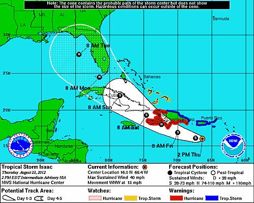 #Isaac continúa moviéndose al oeste sobre el mar Caribe oriental...